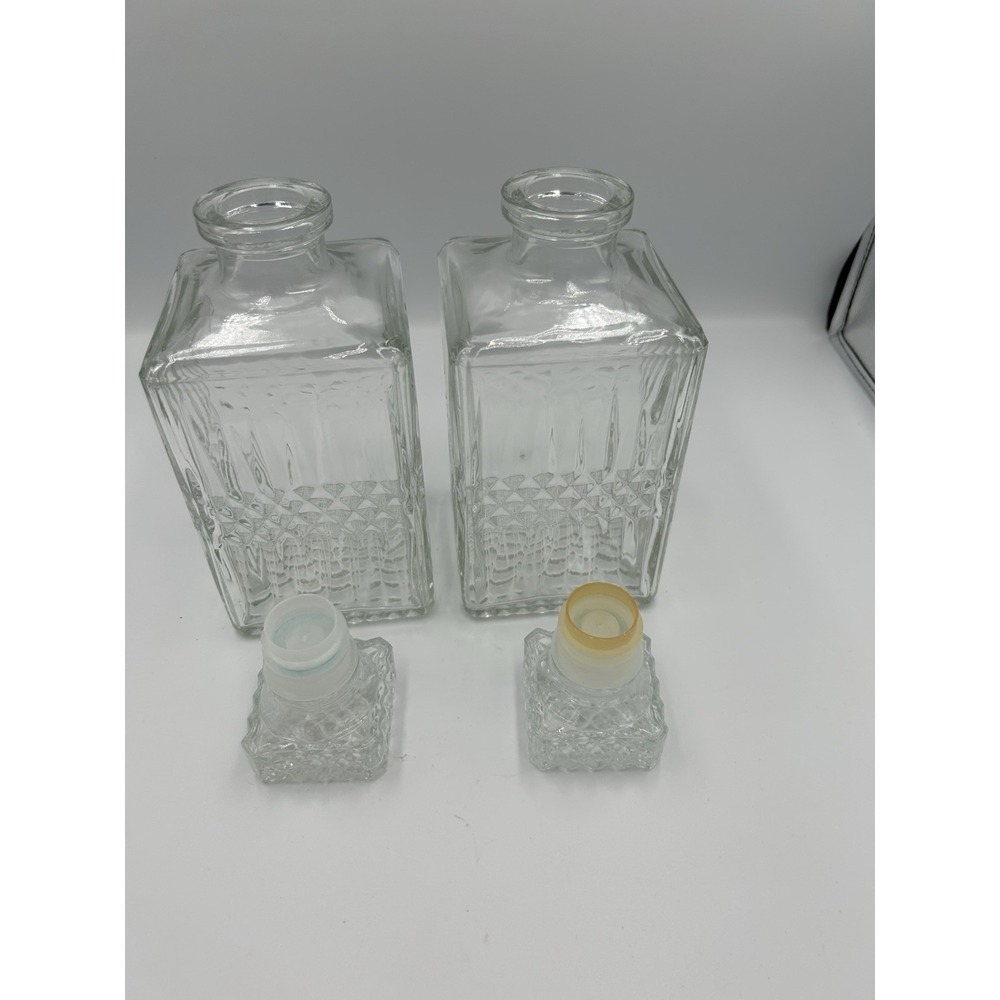 Vintage Glass  Decanter With round  Stoppers   -  2 Pcs two sets